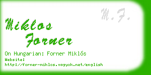 miklos forner business card